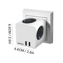 1pc Cube Design Rubik's Extension Socket, EU Plug, 2 USB Ports, Multi-Function Power Charger Adapter For Home, Office, And Travel, Compatible With Most European Countries - White - View 7