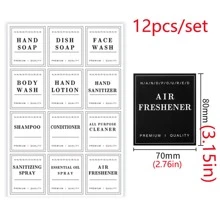 12 cái Đơn giản Đen Phòng tắm Bình Lưu trữ Nhãn , Không thấm nước Hình dán Đối với Ly Chai Của Tay Xà bông Và Máy tạo xà phòng - trắng - Xem 5