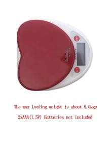 Mini cântar electronic de bucătărie, în formă de inimă, cântar pentru copt, capacitate maximă 5 kg cu o precizie de 0,1 g - Multicolor - Vizualizare 6
