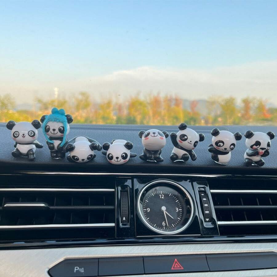 Set Of 8 Mini Panda Car Dashboard Toy Ornaments Best Gifts Birthday