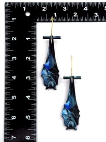 Halloween Đen Hình dơi Hoa tai - Đen và trắng - Xem 3