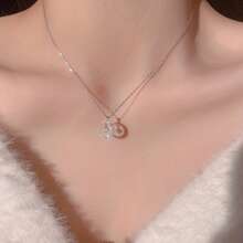 Collar con colgante elegante con estilo simple zirconia cúbica con artificial cristal plata luna en forma de adecuado para señoras