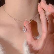 Collar con colgante elegante con estilo simple zirconia cúbica con artificial cristal plata luna en forma de adecuado para señoras
