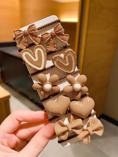 Mädchen Haarseil 10 süß Milch Kaffee Farbe Cartoon