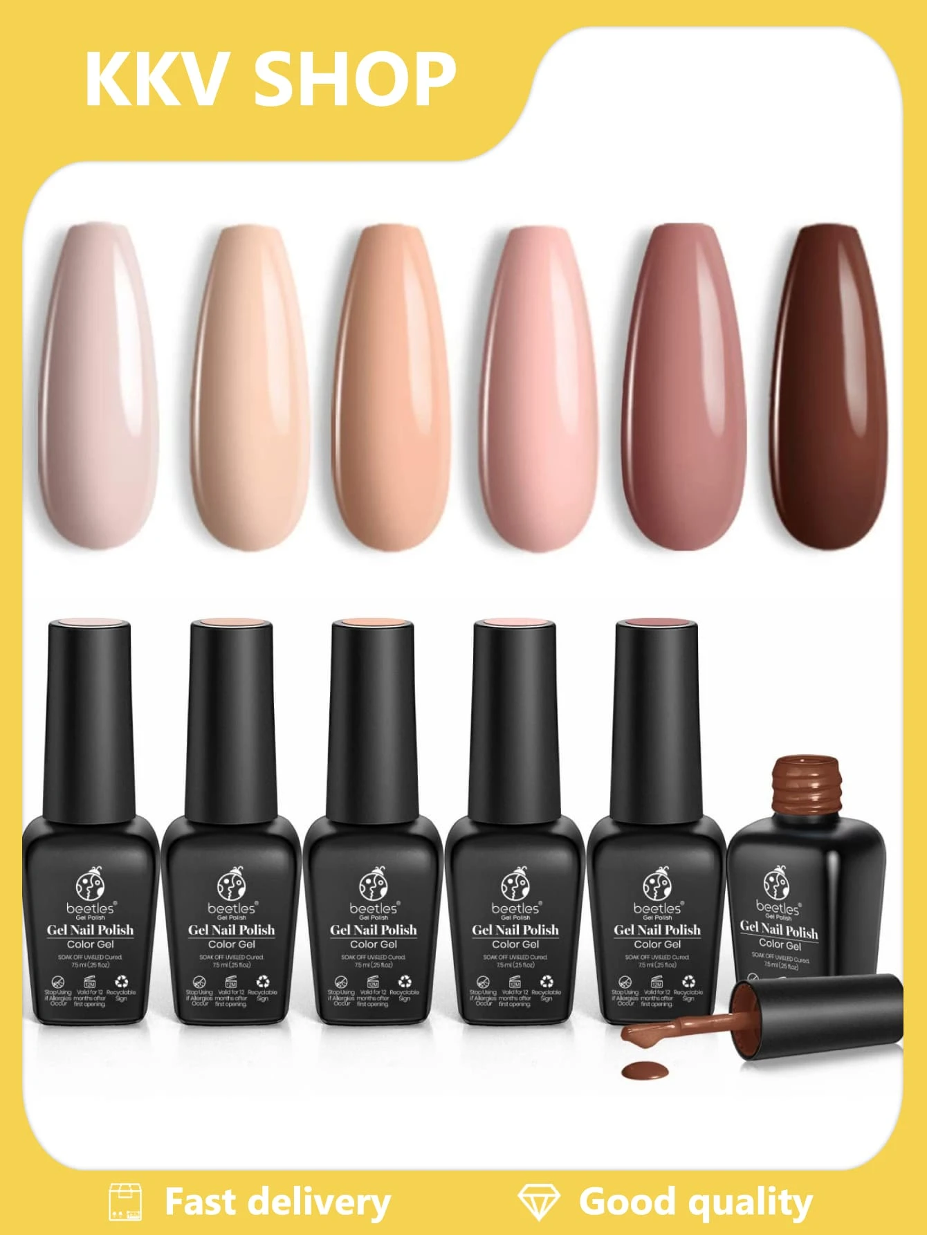 KKV SHOP BL 6 Piece Gel Nail Polish Set 6 Color Gel Polish Set Gel Nail Polish Set Removable Nail Polish Set - Bronzed Beauty - 查看 1