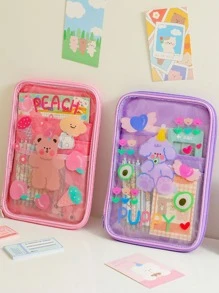 1 pieza Papelería rosado con dibujos animados tableta & almacenamiento bolsillo - Rosa - Ver 6