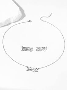 1 chiếc vòng cổ mặt dây chuyền năm sinh cá nhân dành cho bé gái - Bạc - Xem 3