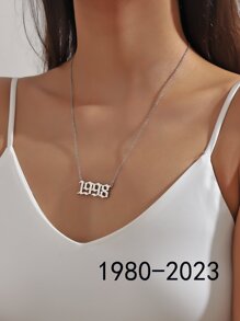 1 chiếc vòng cổ mặt dây chuyền năm sinh cá nhân dành cho bé gái - Bạc - Xem 1