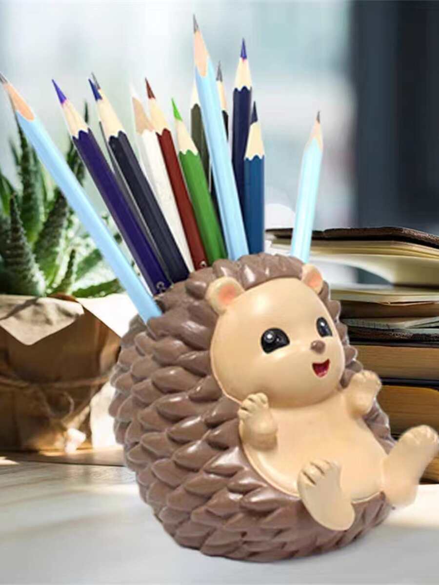 1pc Creative Cartoon Cute Animal Hedgehog Stationery Storage Pen Holder - Multicolor - View 1
