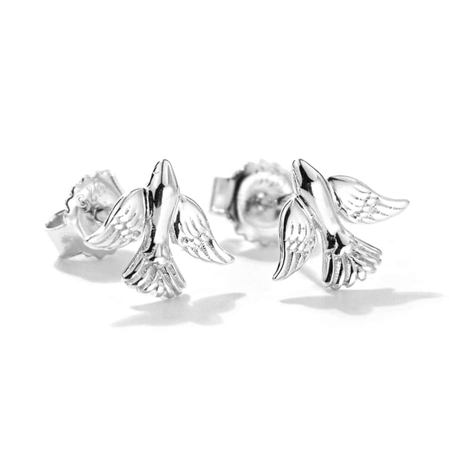 Women's Fashionable S925 Silver Swallow Earrings - Silver - View 1