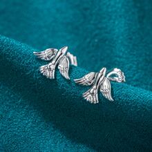 Women's Fashionable S925 Silver Swallow Earrings - Silver - View 3