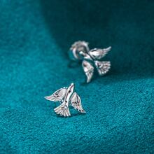 Women's Fashionable S925 Silver Swallow Earrings - Silver - View 2