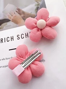 2入組/套珊瑚粉色花朵形狀髮夾,髪爪適合女孩