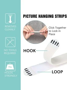 12 Pairs Magic Sticker Hanging Hooks For Picture Wall, Removable And Traceless, No Need Of Hammers Or Nails - White - View 3