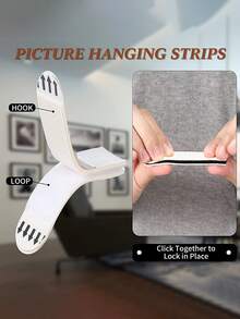 12 Pairs Magic Sticker Hanging Hooks For Picture Wall, Removable And Traceless, No Need Of Hammers Or Nails - White - View 7