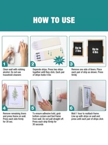 12 Pairs Magic Sticker Hanging Hooks For Picture Wall, Removable And Traceless, No Need Of Hammers Or Nails - White - View 9