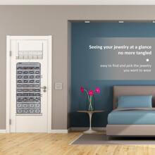 1 Pc 80 Zippered Pockets Hanging Jewelry Organizer for Holding Jewelries Dual-Sided Accessory Display Holder for Earrings Bracelets Rings - Grey - View 3