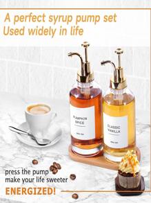 1 件 16.9 盎司咖啡糖浆分配器，适用于咖啡吧，带标签和金色泵，500 毫升糖浆瓶，适用于家庭酒吧，透明玻璃（无贴纸）返校 - 金色 - 查看 7