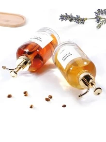 1 件 16.9 盎司咖啡糖浆分配器，适用于咖啡吧，带标签和金色泵，500 毫升糖浆瓶，适用于家庭酒吧，透明玻璃（无贴纸）返校 - 金色 - 查看 3