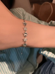 1pc Korean Opal Star Bracelet Women's Light And Luxury Design Exquisite And Boudoir Couple's Pull Out Handwear - Silver - View 2
