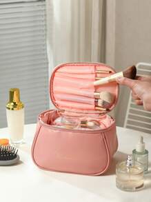 Túi đựng mỹ phẩm chống nước, 1 túi đựng đồ trang điểm du lịch bằng da PU có sức chứa lớn và quai xách, túi đựng đồ trang điểm, túi đựng đồ chăm sóc da, túi đựng đồ vệ sinh cá nhân, đồ dùng du lịch, đồ dùng ký túc xá, quà tặng phù dâu, quà tặng cho mẹ, quà tặng sinh nhật, quà tặng cho bạn bè và giáo viên, đồ trang trí nhà cửa, đồ trang trí phòng tắm, phòng khách, phòng ngủ, hộp đựng đồ phòng tắm, hộp đựng đồ trang sức, hộp đựng dầu dưỡng môi, hộp đựng đồ đựng sơn móng tay, hộp đựng đồ trang điểm - Hồng - Xem 1