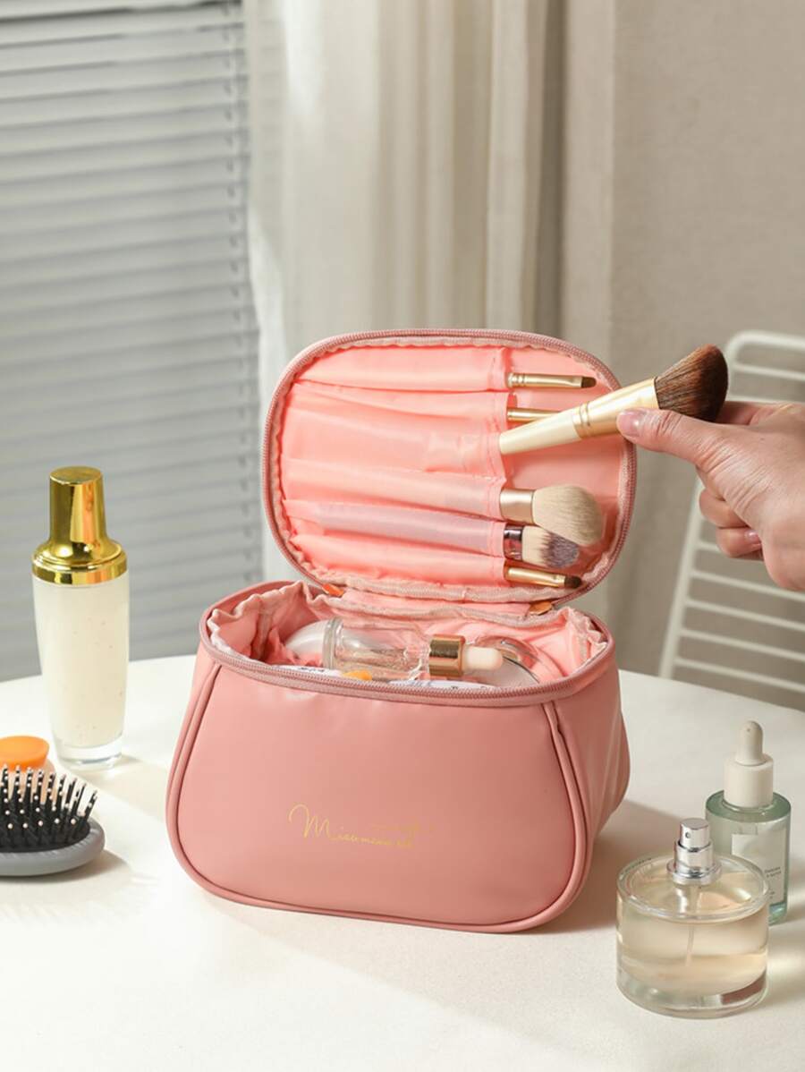 Túi đựng mỹ phẩm chống nước, 1 túi đựng đồ trang điểm du lịch bằng da PU có sức chứa lớn và quai xách, túi đựng đồ trang điểm, túi đựng đồ chăm sóc da, túi đựng đồ vệ sinh cá nhân, đồ dùng du lịch, đồ dùng ký túc xá, quà tặng phù dâu, quà tặng cho mẹ, quà tặng sinh nhật, quà tặng cho bạn bè và giáo viên, đồ trang trí nhà cửa, đồ trang trí phòng tắm, phòng khách, phòng ngủ, hộp đựng đồ phòng tắm, hộp đựng đồ trang sức, hộp đựng dầu dưỡng môi, hộp đựng đồ đựng sơn móng tay, hộp đựng đồ trang điểm - Hồng - Xem 1