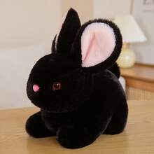 Juguete Animal De Peluche Realista De Conejo Negro - Negro - Ver 1