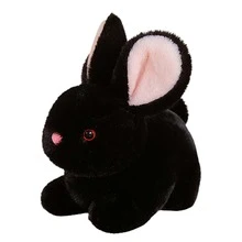 Juguete Animal De Peluche Realista De Conejo Negro - Negro - Ver 2