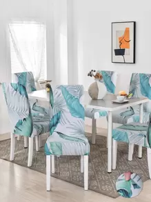 forcheer 1pc Tropical Leaf Printed Dining Chair Cover, 2023 Hot Elastic Chair Slipcover, Washable - Multicolor - View 4