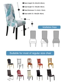 forcheer 1pc Tropical Leaf Printed Dining Chair Cover, 2023 Hot Elastic Chair Slipcover, Washable - Multicolor - View 3
