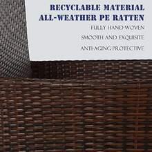 Sunvivi 5-Piece Wicker Outdoor Table And Chairs, Patio Dining Set W/Square Glass Tabletop And Umbrella Hole, Patio Table And Chairs Set For Backyard Deck Balcony Front Porch, Brown - 棕色 - 查看 4