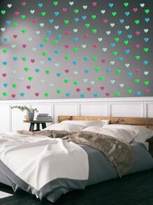 40pcs Colorful Luminous Heart Shaped Wall Stickers For Kids' Room Starry Sky Ceilings Baby Bedroom Decoration, Stickers, Wall Decal, Vinyl Decal For Home Decorations, Spring Decoration Items Refresh Your Home, Festival Decoration Stickers Gifts Birthday Graduation - Multicolor - View 2