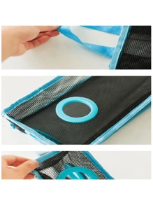 1pc Kitchen Wall Hanging Mesh Garbage Bag Storage Organizer Reusable Grocery Bags Holder - Blue - View 3