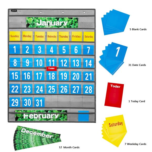 1 Pc Monthly Calendar Pocket Chart School Calendar Kit for Classroom