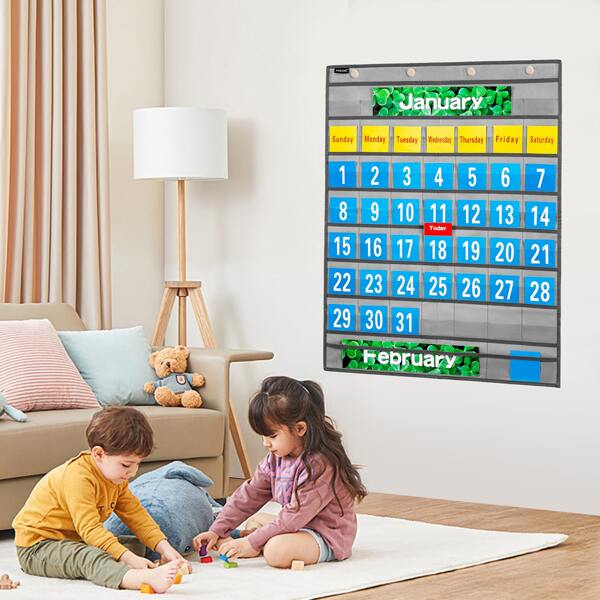 1 Pc Monthly Calendar Pocket Chart School Calendar Kit for Classroom Scholastic Classroom