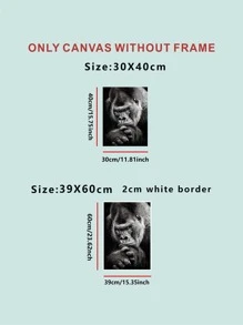 1入組大猩猩圖案無框畫現代化學纖維牆壁藝術畫適用於家居牆壁裝飾
