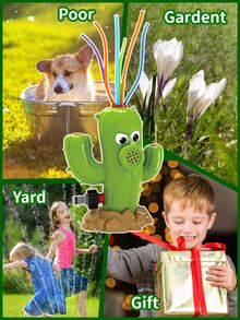 exterior agua Spray Aspersor para Niños con , patio interior hilado cactus Aspersor Juguete / menear tubos , Divertido para verano días , a 8ft alto , a Manguera de jardín - Verde - Ver 4