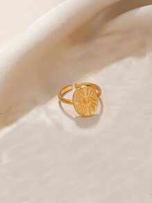 1pc Women's Stainless Steel Vintage Sun Shaped Personality Circular Ring Jewelry