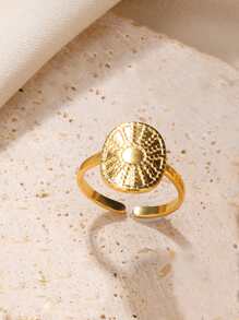 1pc Women's Stainless Steel Vintage Sun Shaped Personality Circular Ring Jewelry