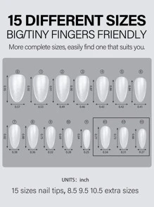 240pcs Medium Almond Shaped Full Cover Fake Nails,15 Sizes Frosted Acrylic Nail Tips,For Nail Salon Press On Nails Gel Nails Kit Nail Supplies