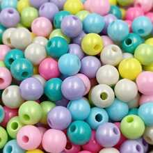 100 chiếc 6mm Màu Acrylic Mịn Hạt Trang Sức Làm Thủ Công DIY - Màu xanh lam - Xem 2