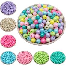 100 chiếc 6mm Màu Acrylic Mịn Hạt Trang Sức Làm Thủ Công DIY - Màu xanh lam - Xem 4