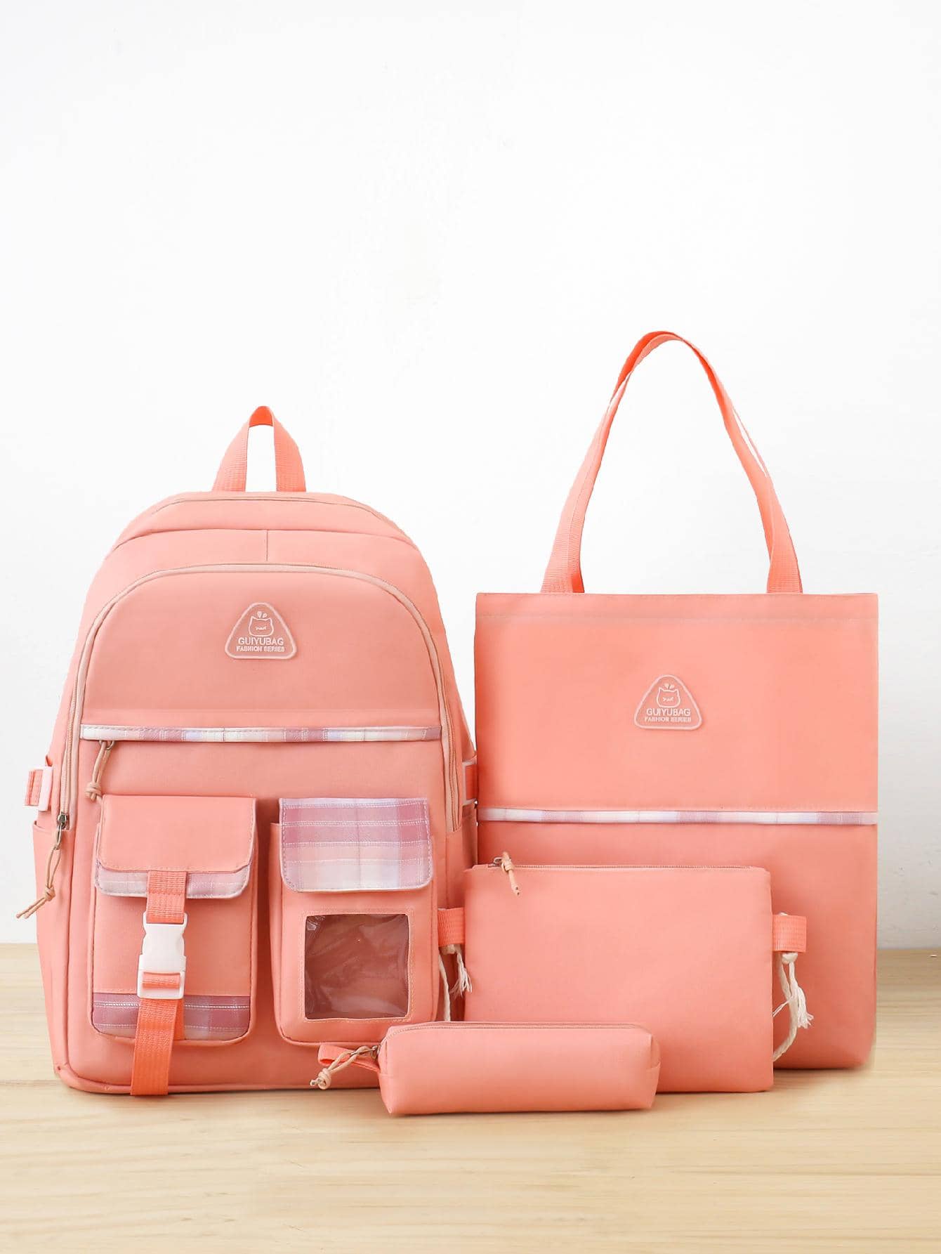 4pcs Trẻ em Đa chức năng Bộ ba lô , Bao gồm Cặp sách , Túi Messenger , Máy tính Ba lô , Và Túi đeo vai - Hồng - Xem 1