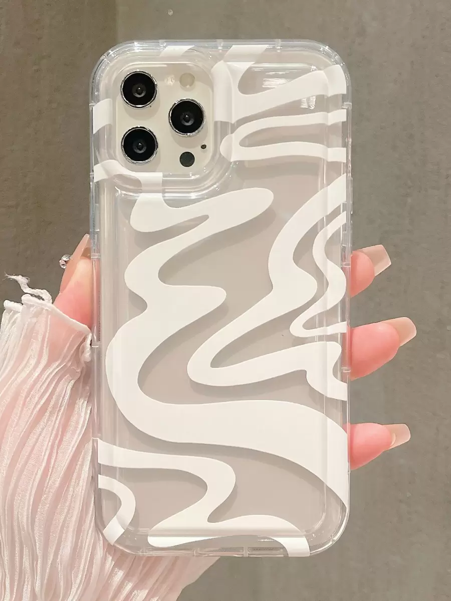Novelty Wavy Phone Case White Printed Transparent Phone Case Compatible With IPhone - White - View 1