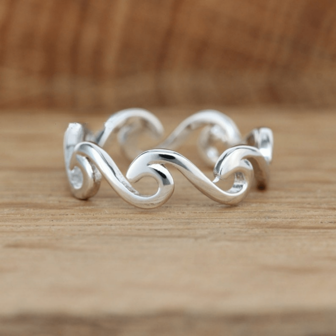 1pc Minimalist Ocean Wave Design Women's Ring, Casual Everyday Jewelry