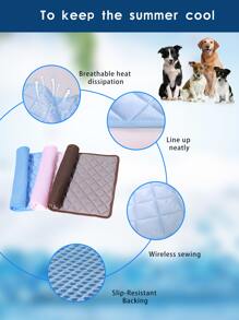 1入組夏天狗狗地墊呼吸自在地睡眠貓地墊床散熱寵物墊床 - 藍白色 - 查看 4