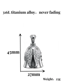 AD 1個淺灰色機車/自行車鈴聲,復古拋光金屬天使翅膀形狀的開運鈴適合成人和兒童