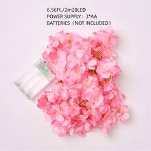 櫻花花花環人造帶燈簾懸掛真絲粉色的花花環適用於臥室家庭婚禮派對Kawaii日本裝飾用品 - 黃色 - 查看 2