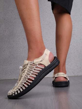 Men's Woven Beach Cut Out Flat Sandals