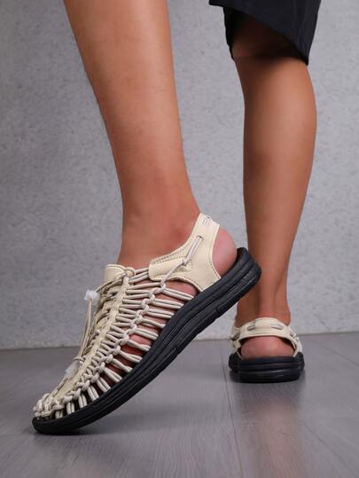 Men's Woven Beach Cut Out Flat Sandals